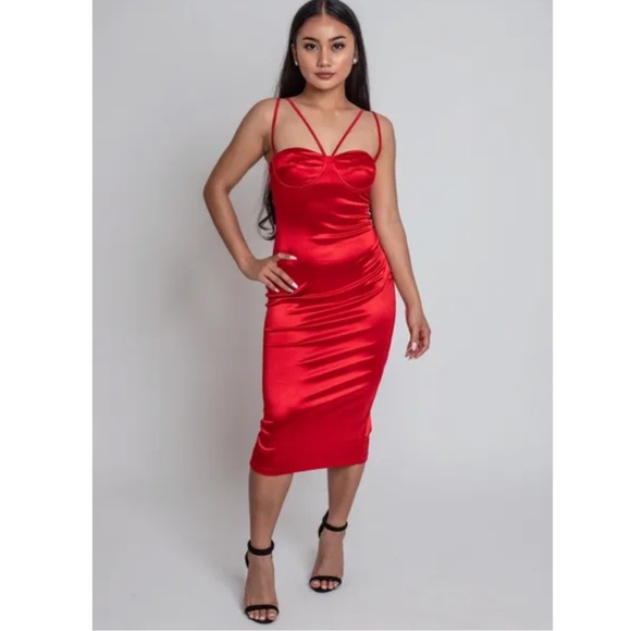 ‼️NWT‼️ NEVER BEEN WORN Angel Touch NY Red Midi Dress - Picture 1 of 4